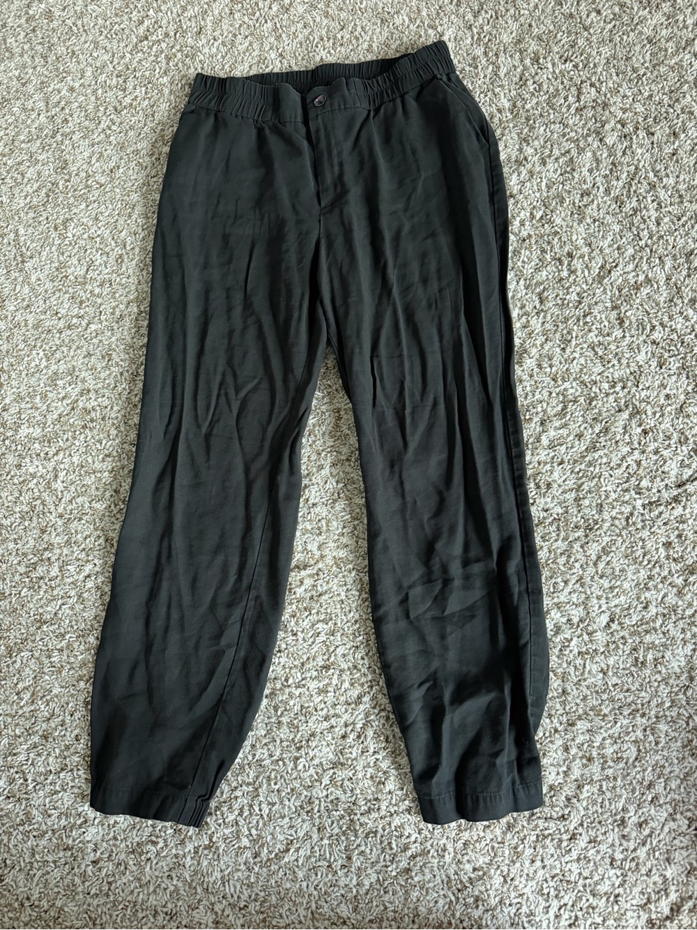 Women’s Black Elastic-Waist Casual Pants
